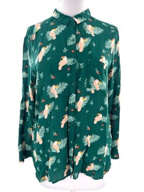 DES PETITS HAUTS Henrico toucan print button down top T1